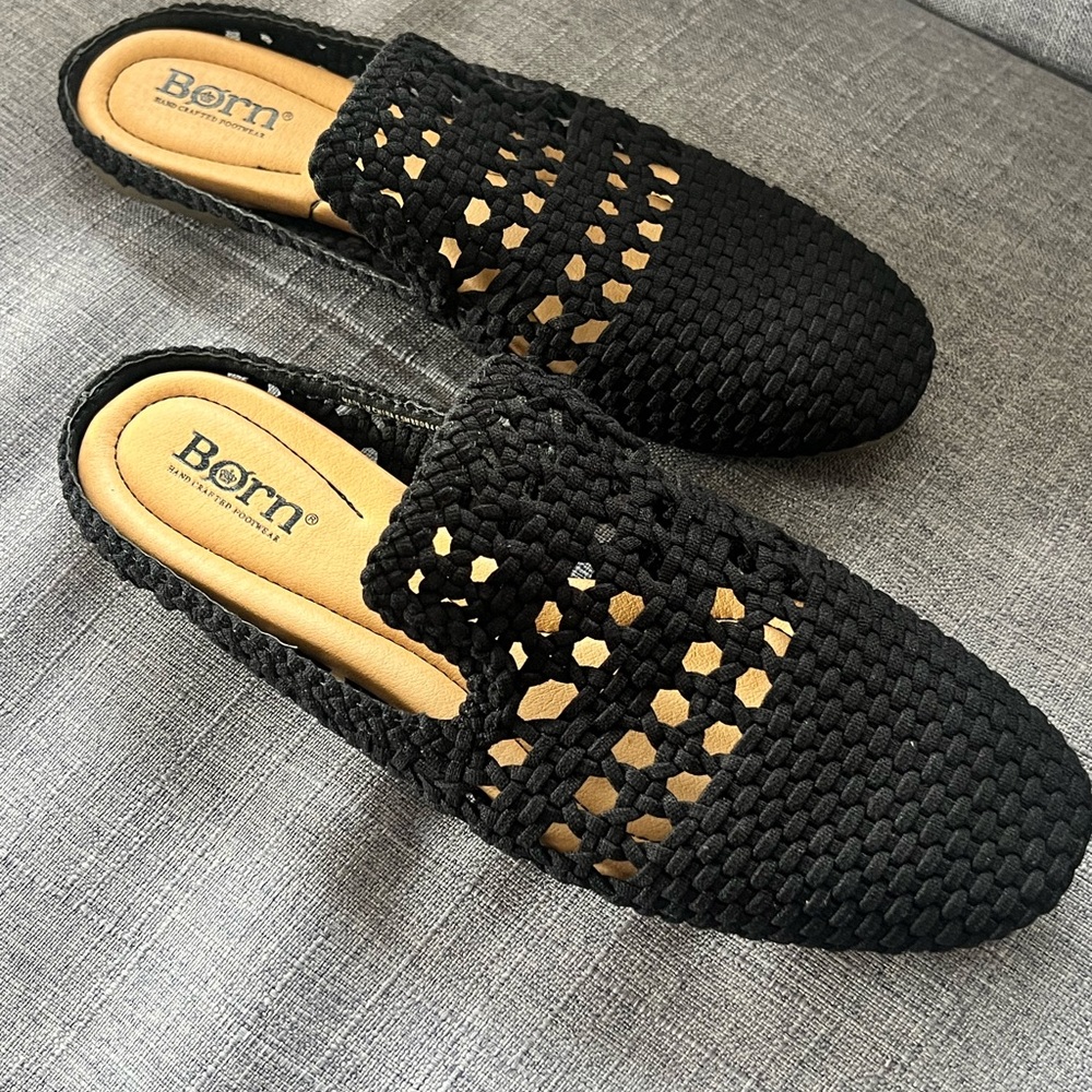 Born Black Woven Slip-On Shoes
